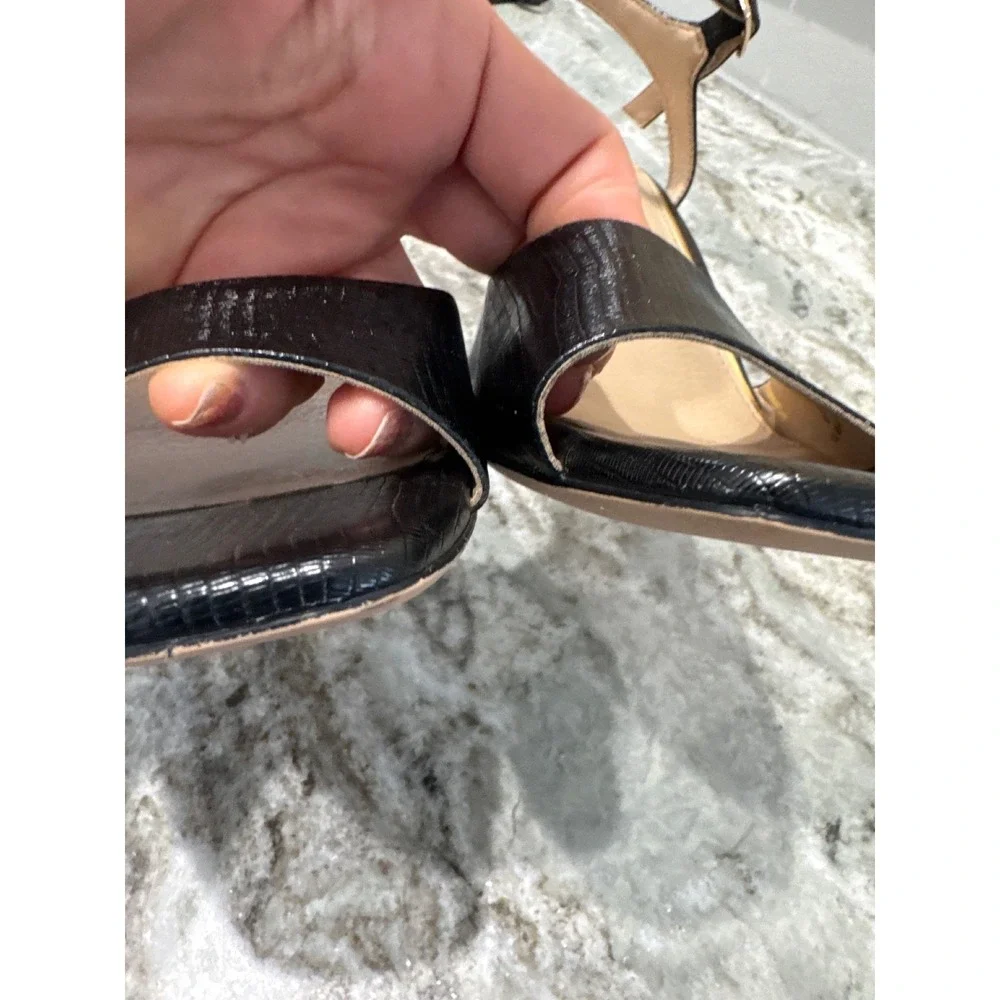 Michael by Michael Shannon Seren sandals, snake-print faux leather flare heel 10